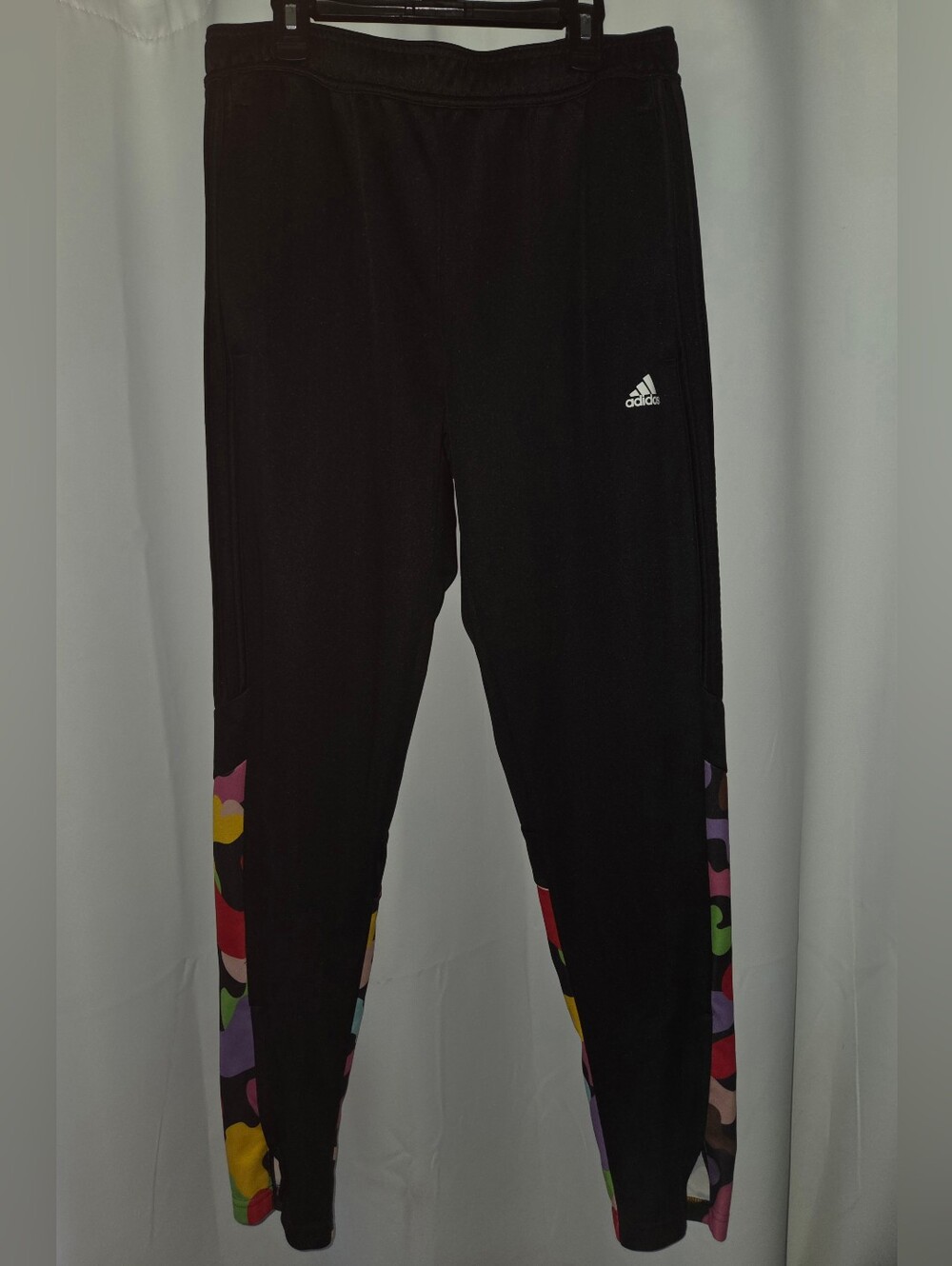 Adidas x RICH MNISI Black Joggers with Multicolor Abstract Side Panels - M